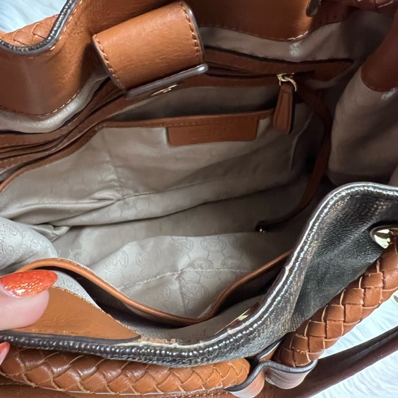 Michael Kors Dark Brown Shoulder Bag with Gold Accents - Picture 11 of 11